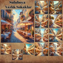 Pink Swan Craft Suluboya Yazlık Sokaklar Vintage 12 Adet Scrapbook Bullet Journal Mat Planlayıcı Sticker Etiket Seti