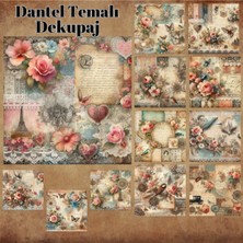 Pink Swan Craft Dantelli Dekupaj Vintage 12 Adet Scrapbook Bullet Journal Mat Planlayıcı Sticker Etiket Seti