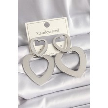 Callerrons Accessories Gümüş Renk Kalp Model Kadın Küpe - EBJ261410W29306