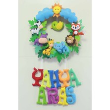 Renkli Hayallerim Yahya Aras Isimli Safari Bebek ve Hastane Odası Kapı Süsü