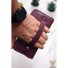 Vanilla Collection Xclub Model Unisex Telefon Bölmeli El Geçmeli Kordonlu Deri Portföy Kartlık Uzun Cüzdan Bordo