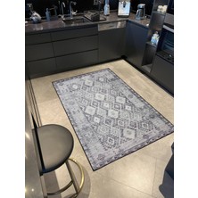 Rugs Modern Gri Tonlarda Geleneksel Baklavalı ve Çapraz Çizgili Desenli Dokuma Taban Halı MIRAVIP326