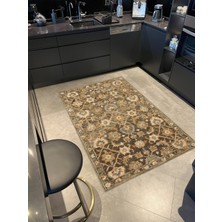 Rugs Modern Kahverengi ve Sarı Tonlarda Geleneksel Desenli Dokuma Taban Halı MIRAVIP325