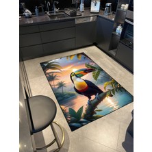 Rugs Modern Yapraklı Kuş Hayvan Desenli Dokuma Taban ve Dekoratif Halı MIRAVIP411