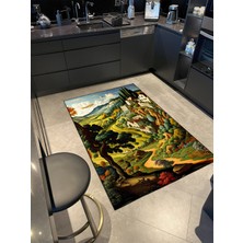Rugs Modern Renkli Manzara Desenli Modern Dokuma Taban ve Dekoratif Halı MIRAVIP426