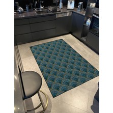 Rugs Modern Yeşl Renklerde Daireli Geometrik Dokuma Taban Halı MIRAVIP495