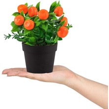 Çiçekmisin 3’lü Set Siyah Mini Plastik Saksıda Yapay Mandalina, Kokina ve Nar Çiçeği
