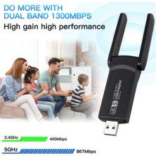 T-Max Kablosuz Wifi Alıcı Dual Band USB 3.0 Adaptör AC1300 Mbps (2025 Yeni Model)