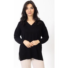 Vs Kadın V Yaka Triko Kazak 23 1153 Emy 23K Siyah