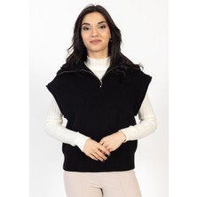 Vs Kadın Yarım Fer.kolsuz Triko Kazak 23 256 Emy 23K Siyah