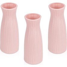 Çiçekmisin 3 Adet Çizgi Desenli Plastik Saksı Vazo