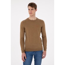 U.S. Polo Assn. Erkek Slim Fit Bisiklet Yaka Haki Melanj Kazak 50297040-VR125