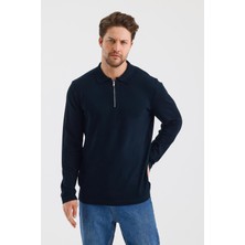 Alexander Gardi Alexandergardı Fermuarlı Polo Yaka Regular Fit Kazak (E24-EZE-37)