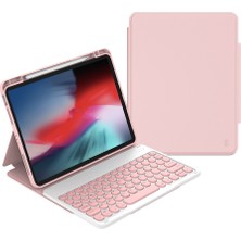 iPad 10.nesil 10.9 2022 Uyumlu Klavyeli Kılıf Wiwu Protective Gizli Kalem Bölmeli Pembe