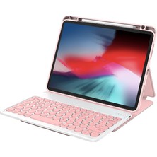 iPad 10.nesil 10.9 2022 Uyumlu Klavyeli Kılıf Wiwu Protective Gizli Kalem Bölmeli Pembe