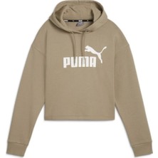 Puma Ess Cropped Logo Hoodie Kadın Bej Sweatshırt 58686967