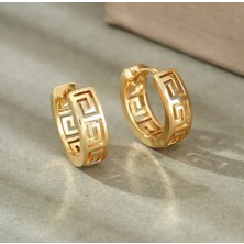 SE Jewellery Gold Geometrik Desenli Şık Halka Küpe
