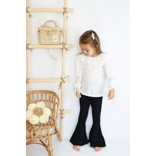 Parla Kids Kız Çocuk Ekru Dantel Detaylı Uzun Kollu Çıtçıtlı Bluz Gömlek Body
