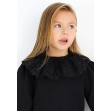Parla Kids Kız Çocuk Siyah Dantel Detaylı Uzun Kollu Çıtçıtlı 23 Nisan Bluz Gömlek Body