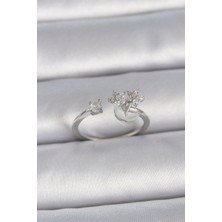 Callerrons Accessories Gümüş Renk Ayarlanabilir Zirkon Taşlı Yıldız Model Kadın Yüzük - EBJ261410W29256