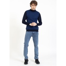 Vs Erkek Yarım Balıkçı Desenli Kazak 22 6 Trk 23K Lacivert