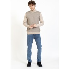 Vs Erkek Yarım Balıkçı Desenli Kazak 22 6 Trk 23K Bej