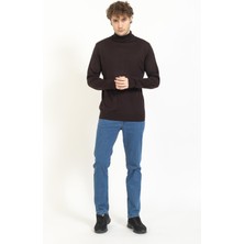 Vs Erkek Yarım Balıkçı Düz Kazak 22 7 Trk 23K Kahve