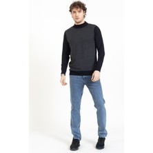 Vs Erkek Yarım Balıkçı Desenli Kazak 22 6 Trk 23K Siyah