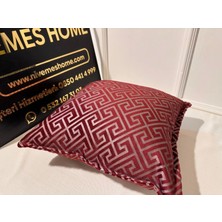 Nivemeshome Monet Zigzag Elyaf Dolgulu Kırlent Bordo-Gri 45 x 45
