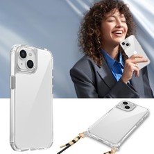 Farma Teknoloji iPhone 15 Kılıf Airbagli Takılabilir Askı Aparatlı Zore Snap Silikon Kapak-Şeffaf