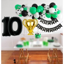 Futbol Temalı Balon Zincir Seti Kupa Folyo Balon Futbol Topu Baskılı Balon Doğum Günü Balon Seti