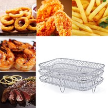 Mirror32 3 Katmanlı Hava Fritöz Izgara Rafı Paslanmaz Çelik Airfryer Aracı Pişirme Tepsisi Kavurma Pişirme Rafı Ev Mutfak Fırın Için (Yurt Dışından)