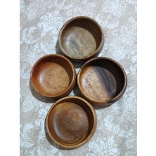 Silk Es Collections Akasya Ahşap El Yapımı Çerezlik Kahvaltılık ve İkramlık Sunum Kase Seti