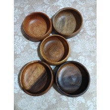 Silk Es Collections Akasya Ahşap El Yapımı Çerezlik Kahvaltılık ve İkramlık Sunum Kase Seti