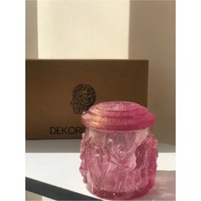 Marbleite Kapaklı Saklama Kabı/mumluk / Dekoratif Kap / Biblo