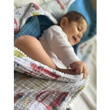 Müslin Bebek Battaniyesi Çift Taraflı Kullanım Araba Desen 100X100 cm