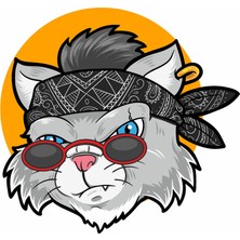 Sticker Usta Gözlüklü Kedi Sticker Araba Oto Motosiklet Karavan Sticker 00247
