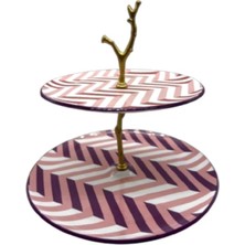 Mevlana Bazaar Seramik Çift Katlı Desenli Kurabiyelik