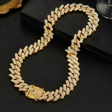 Laria Jewelry Taşlı Büyük Küba Zincir Kolye Gold