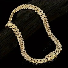 Laria Jewelry Taşlı Büyük Küba Zincir Kolye Gold