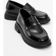 Ccway Kaydırmaz Kadın Loafer Ayakkabı  SİYAH KIRIŞIK