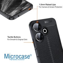 Microcase Xiaomi Redmi 13 ile Uyumlu Leather Serisi Deri Efekt Silikon Kılıf - Siyah AL3337