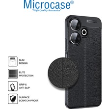 Microcase Xiaomi Redmi 13 ile Uyumlu Leather Serisi Deri Efekt Silikon Kılıf - Siyah AL3337