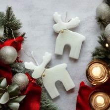 Minimalist Geyik Tasarımlı Dekoratif Mum Yılbaşı Dekorasyon Hediye
