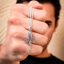Ebrar Silver Gümüş Ahtapot Kolye 925 Ayar Gümüş Ahtapot Figürlü Unisex Kolye