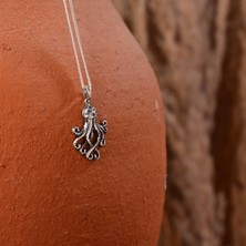 Ebrar Silver Gümüş Ahtapot Kolye 925 Ayar Gümüş Ahtapot Figürlü Unisex Kolye