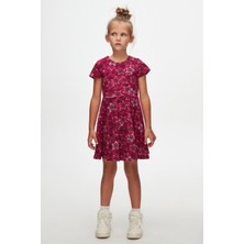 Pointing Stars Kız Çocuk Desenli Kısa Kollu Elbise