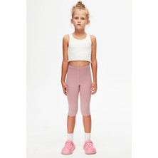 Gül Kurusu Basic Kız Çocuk Diz Altı Tayt Kapri