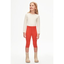 Turuncu Basic Kız Çocuk Diz Altı Tayt Kapri