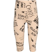 Punk Gırl Kız Çocuk Desenli Diz Altı Tayt Kapri